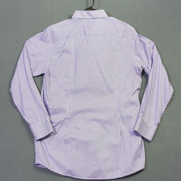Eton Shirt Men's 16.5 42 Purple Check Contemporary Cotton Long Sleeve Button Up - Picture 9 of 11